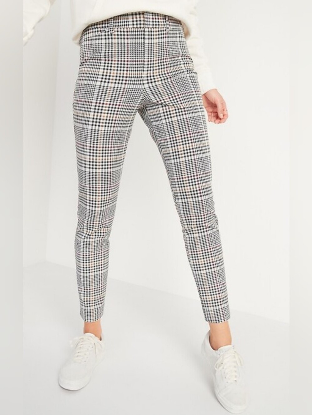 Old Navy Pixie High-Rise Ankle Plaid Pants - Neutral Plaid - Academia - Size 6